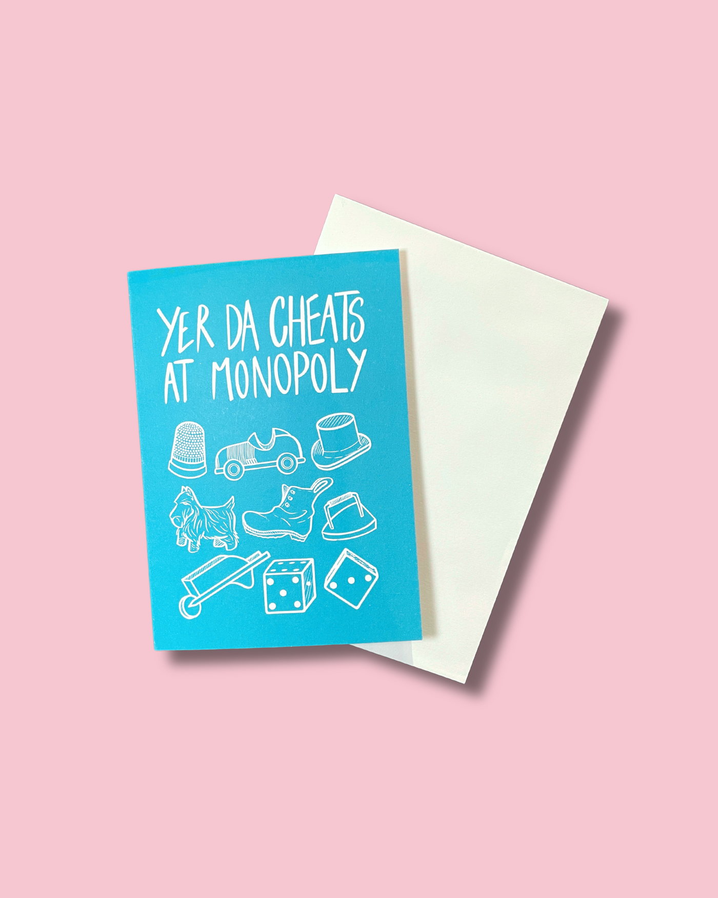 Yer Da Cheats At Monopoly Christmas Card | Leanne McWilliams Illustration