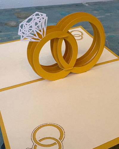 Gold Wedding Rings Pop Up Card | Paper Bear