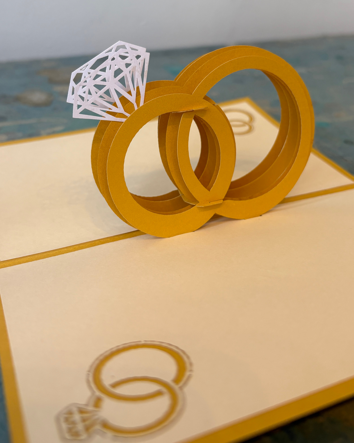 Gold Wedding Rings Pop Up Card | Paper Bear