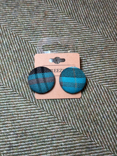 Tartan Button Earrings | Breezita