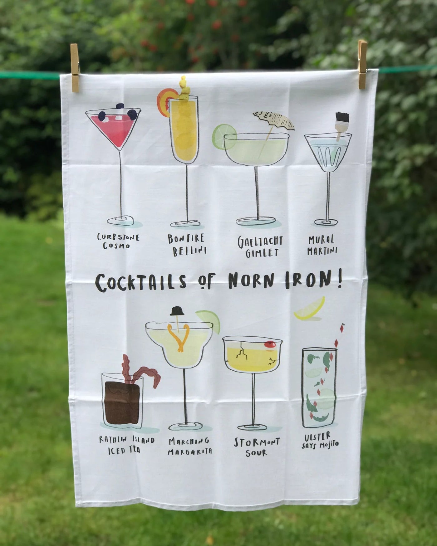 Cocktails of Norn Iron Tea Towel | Peter Paints Pictures