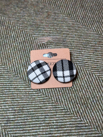 Tartan Button Earrings | Breezita