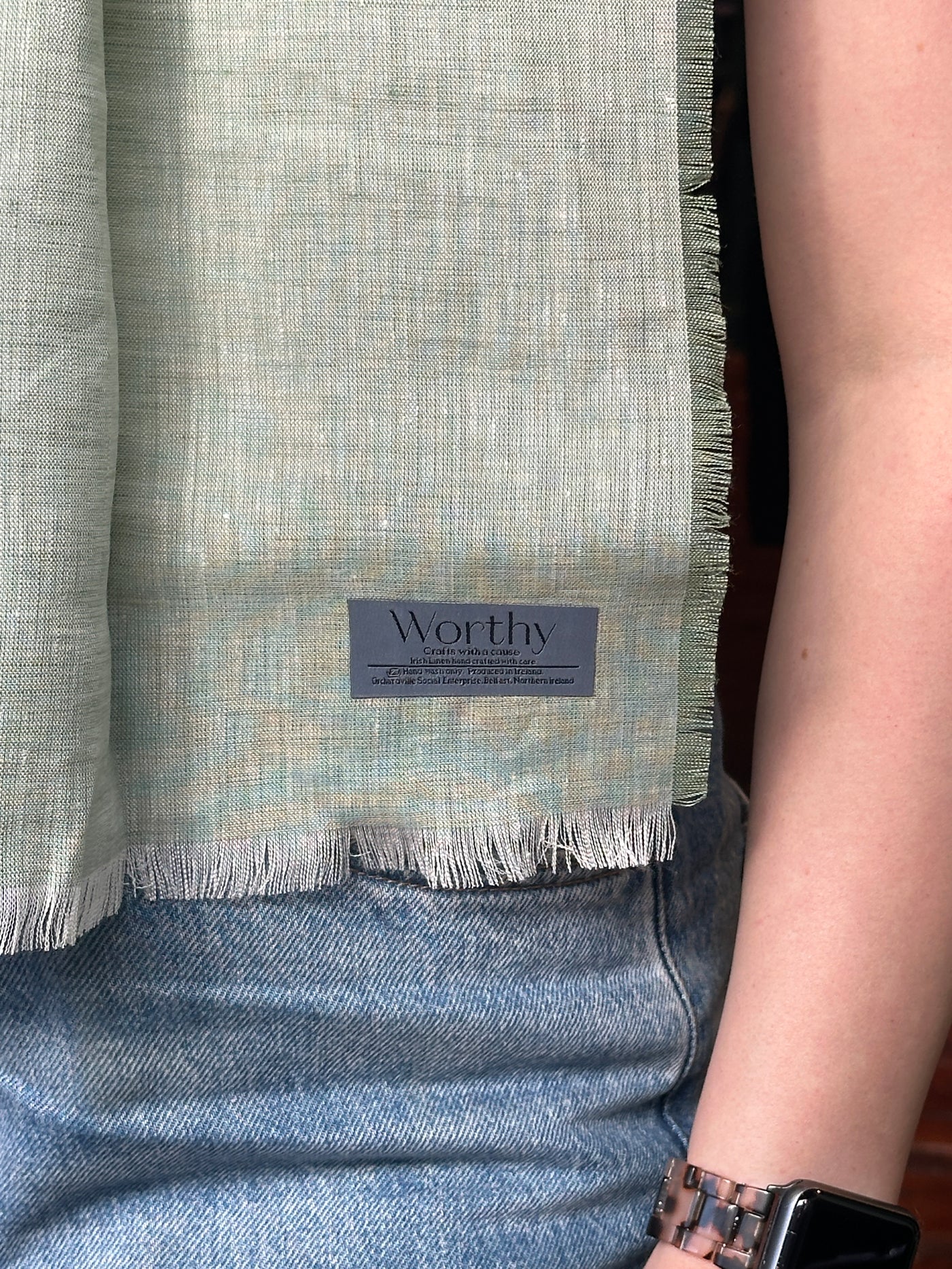 Worthy Green Irish Linen Scarf