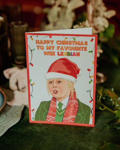 Tarjeta Feliz Navidad a mi pequeña lesbiana favorita Claire