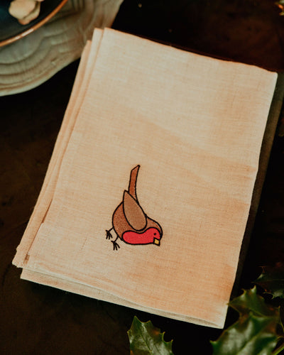 Wee Robin Irish Linen Tea Towel | Born & Bred