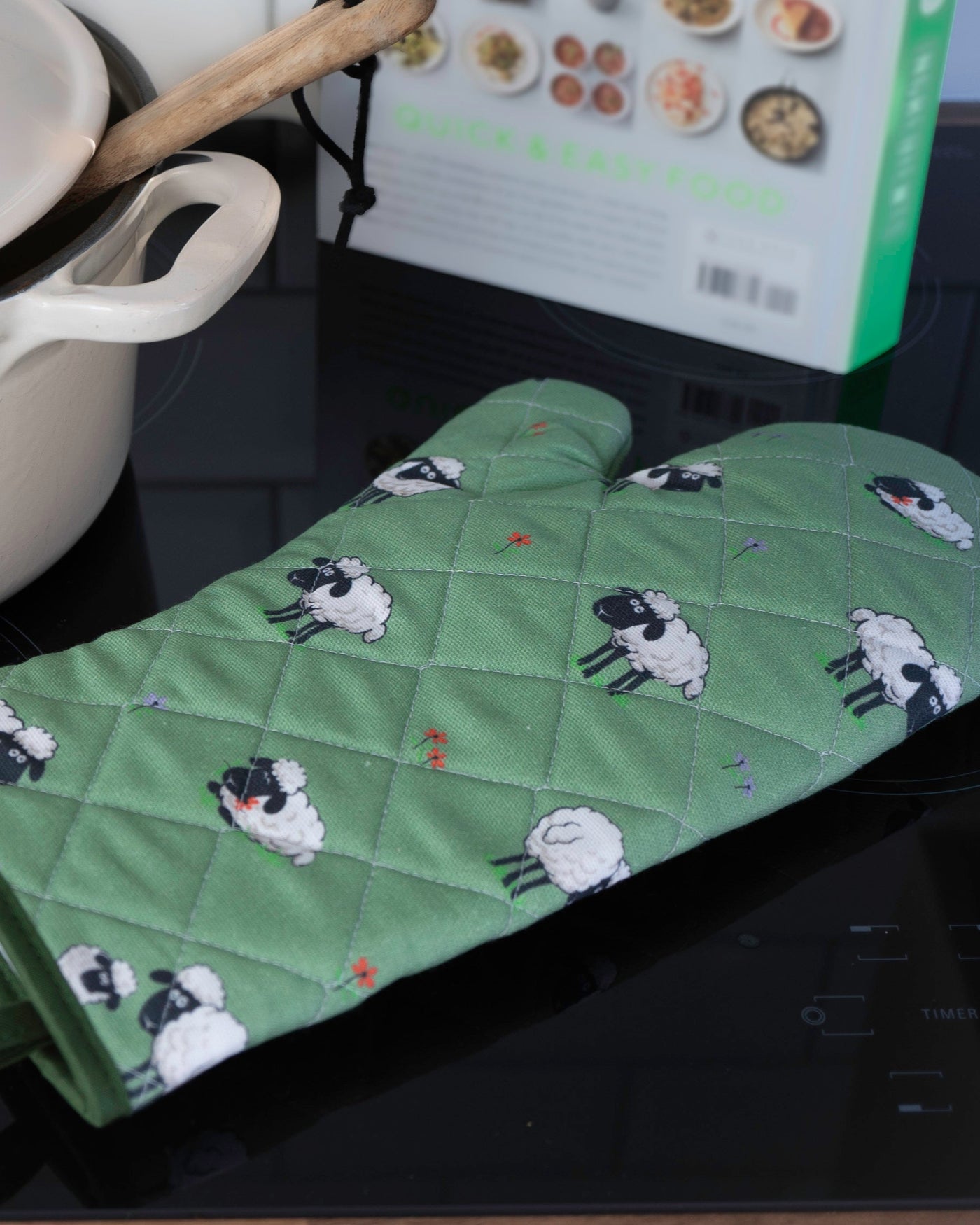Green Fluffy Flock Double Quilted Gauntlet | Samuel Lamont
