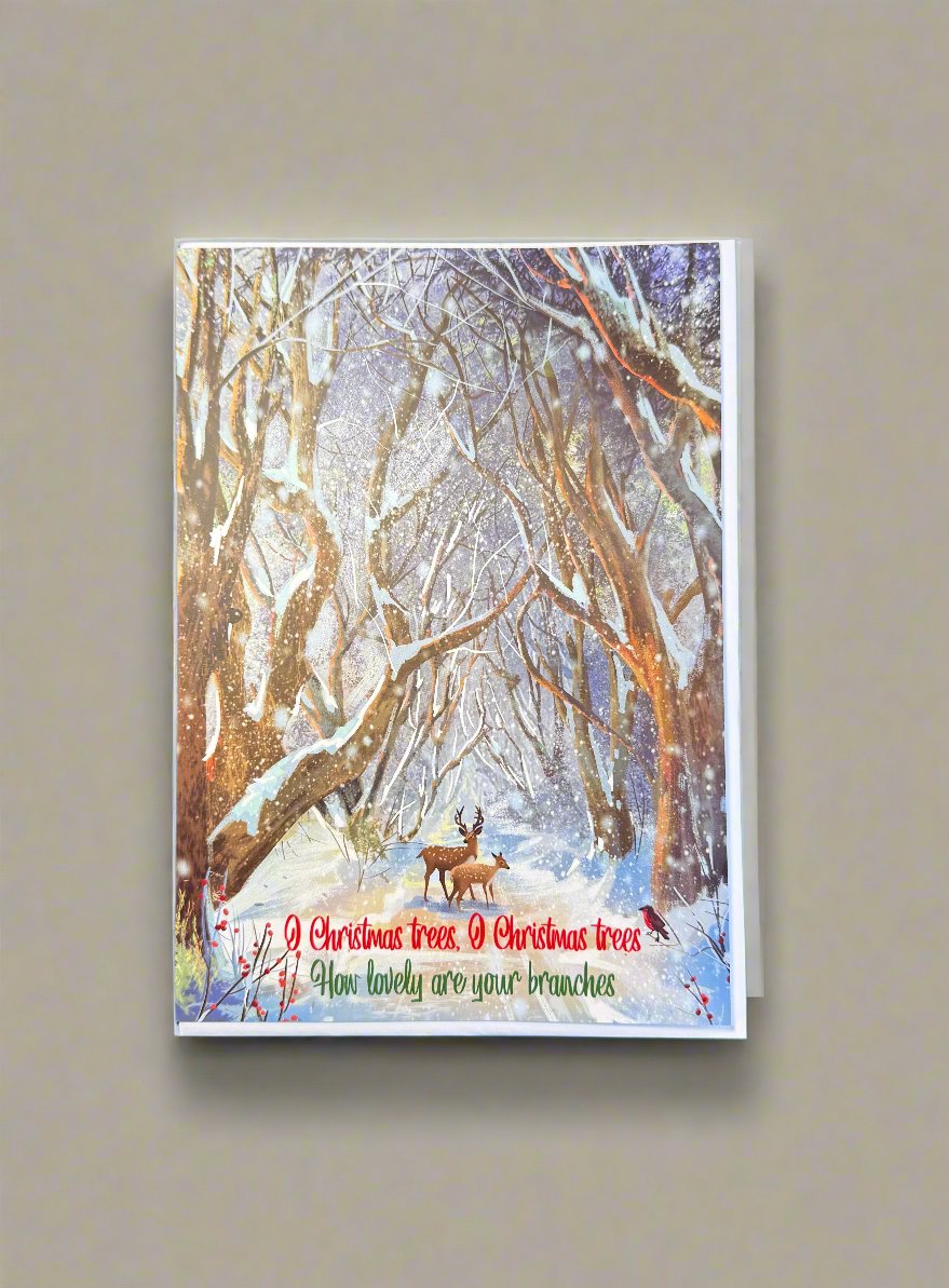 Snowy Christmas Tree Scene Christmas Card