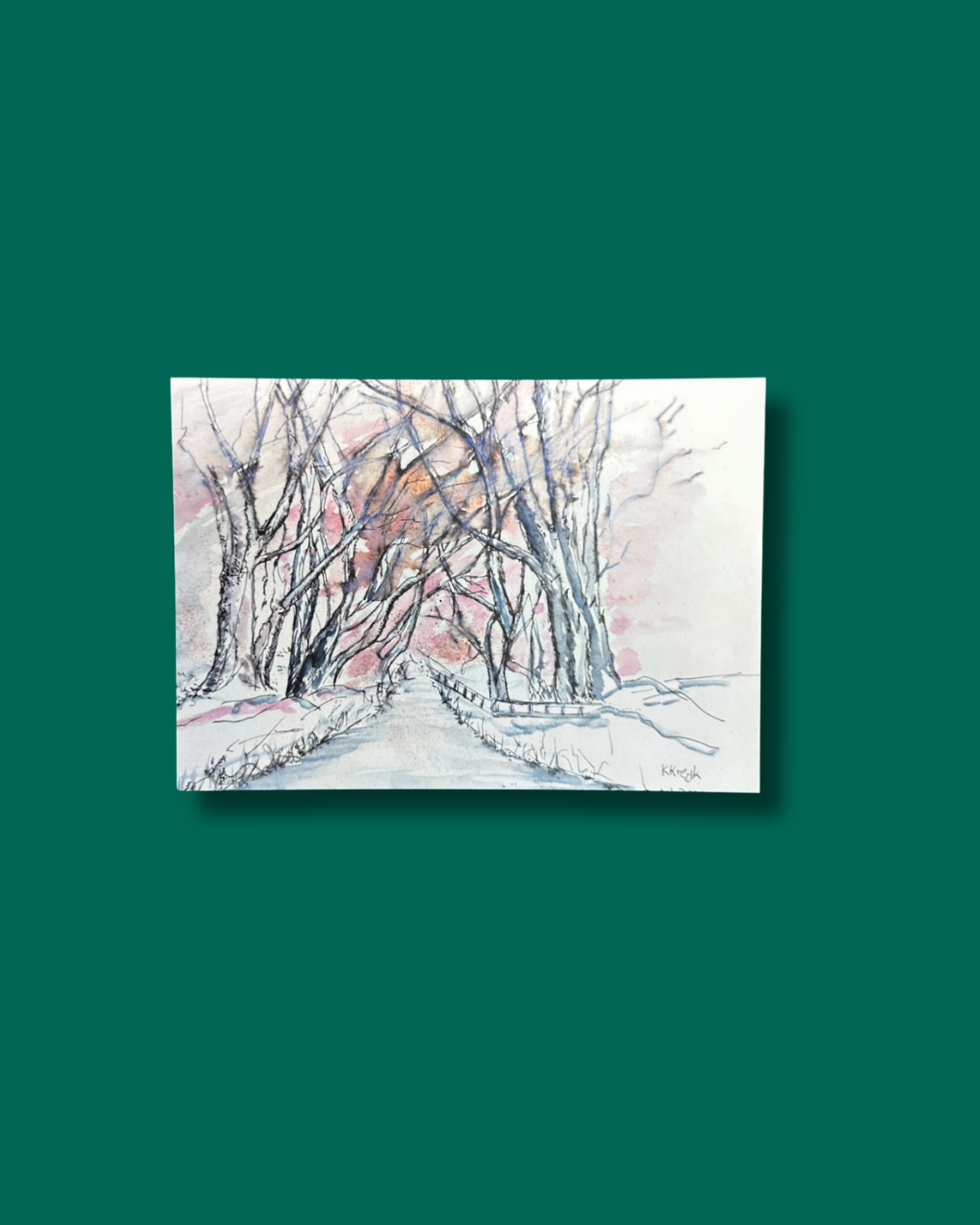 Snowy Dark Hedges | Landscape A5 Art Print | Karolina