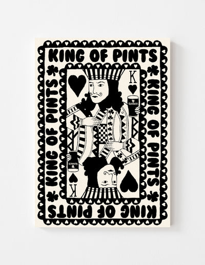 Black & White King of Pints Playing Card Print | Mauds Studio