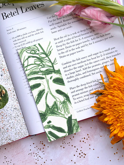 Monstera Plant Illustrated Double Sided Bookmark | Majukooo