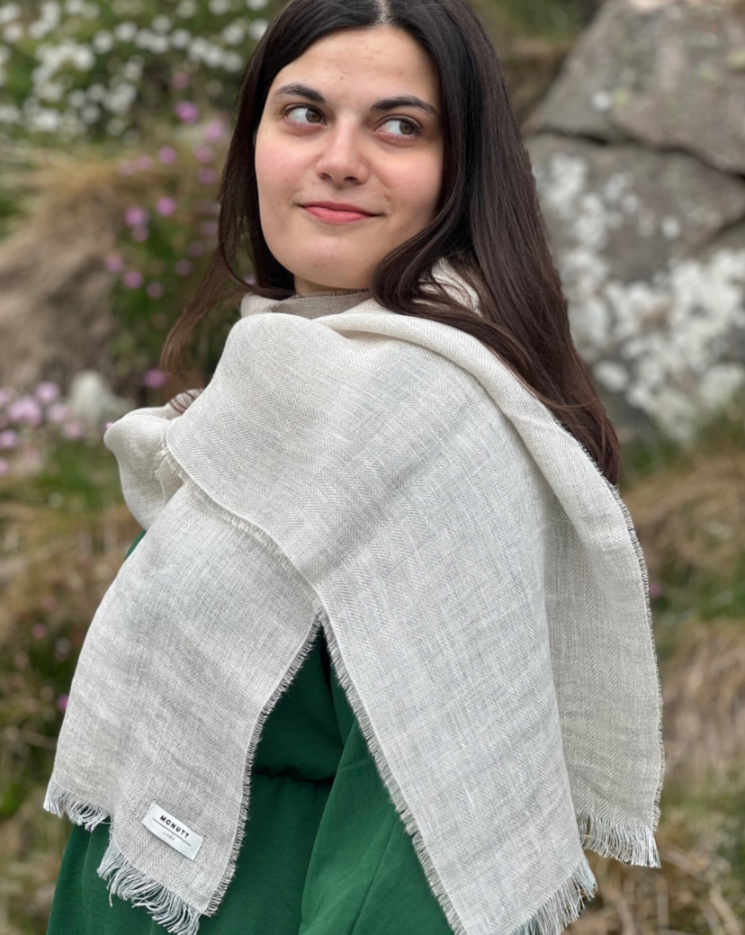 linen oatmeal scarf