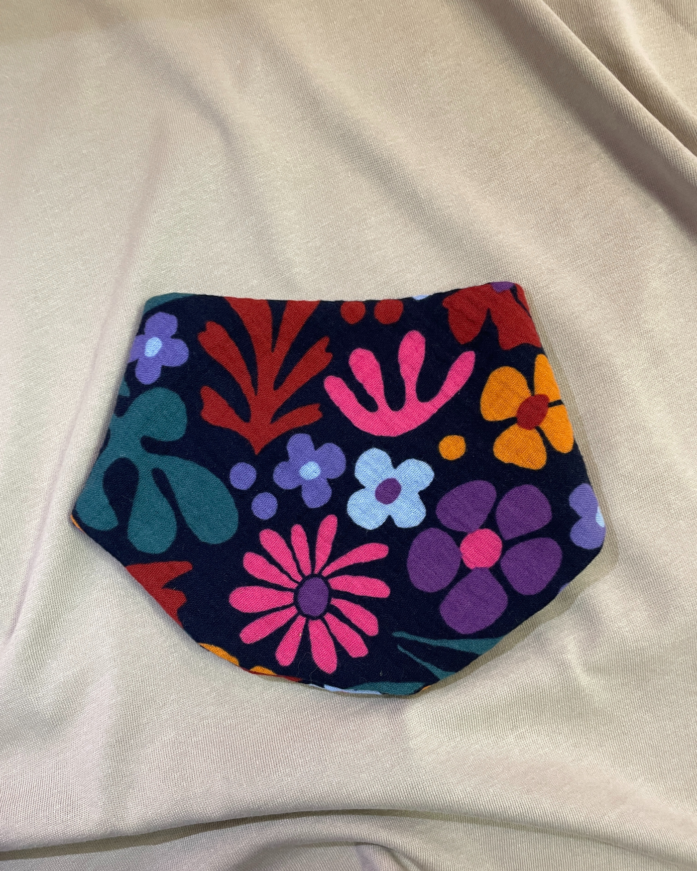 Navy Floral Reversible Bib | Milk & Joy