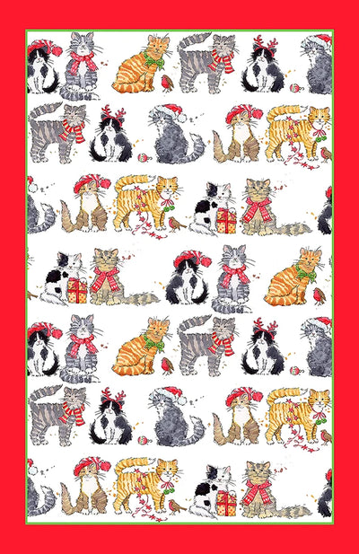 Christmas Cats Cotton Tea Towel | Samuel Lamont