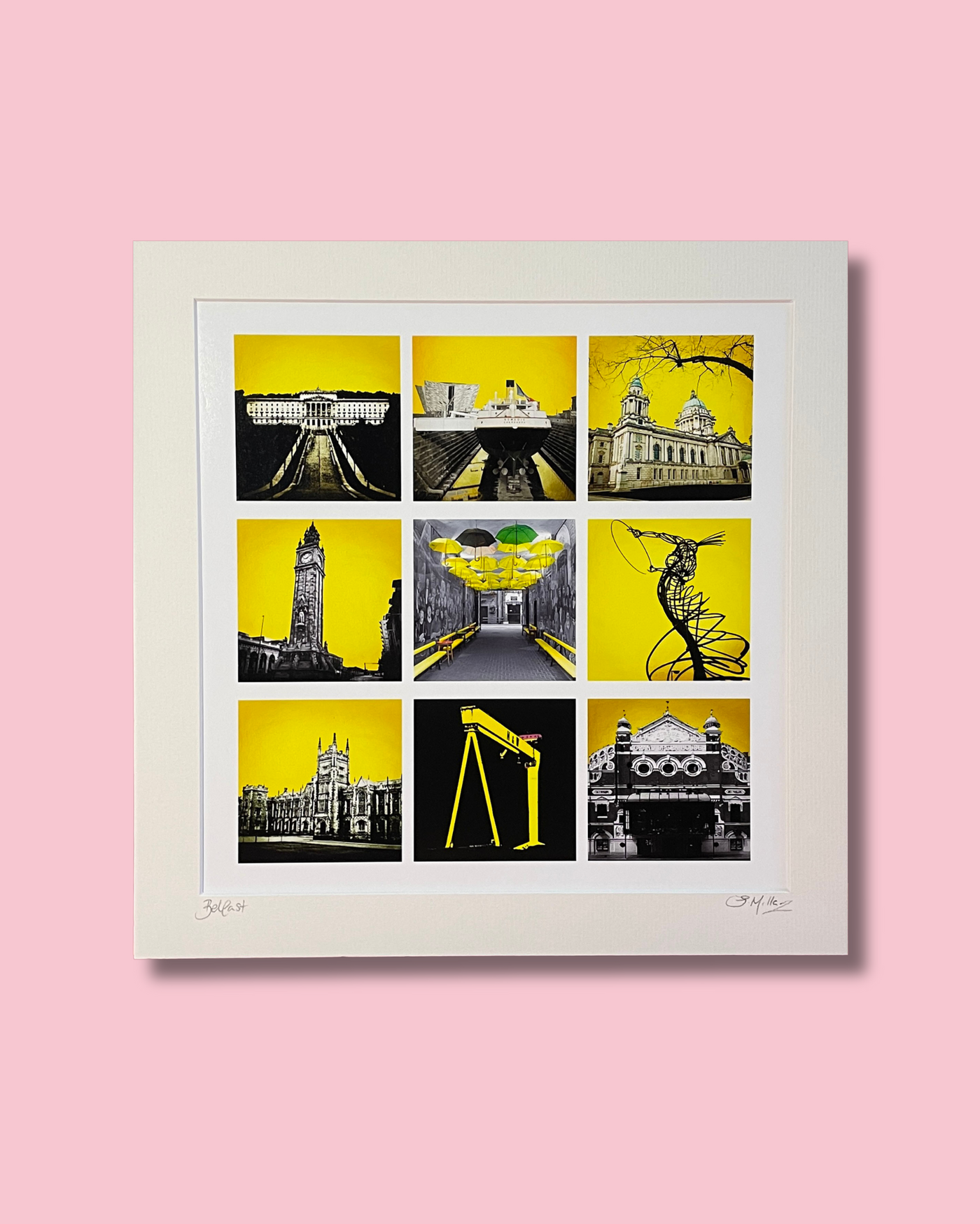 Belfast Yellow Montage -  30x30 Photographic Print